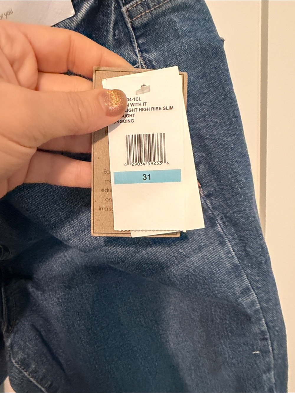 Jessica Simpson Spotlight High Rise Slim Straight Leg Classic Blue Denim Jeans - Picture 5 of 13